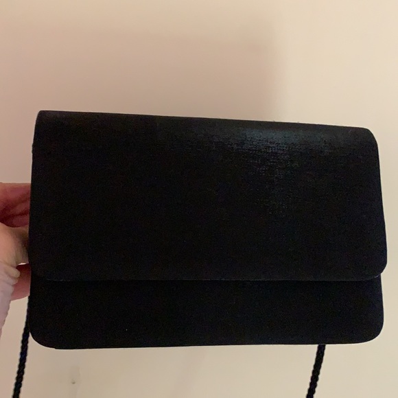 Carolyne Barton Black Evening Bag Handbag with magnetic snap & shoulder strap - Picture 4 of 11